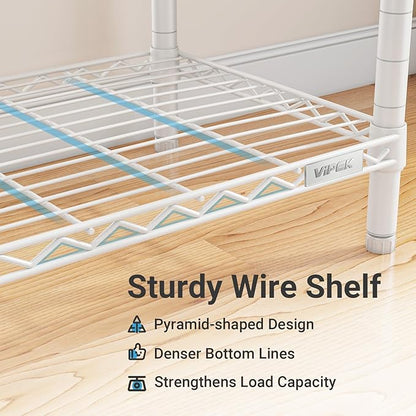 VIPEK Classic V6 Wire Garment Rack 5 Tiers Heavy Duty Clothes Rack for Hanging Clothes, Wardrobe Racks Compact Large Metal Clothing Racks Freestanding Closet Storage Racks, Max Load 850LBS, White