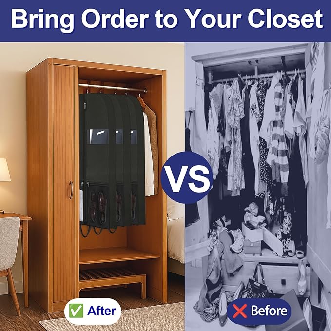 Large Heavy Duty Garment Bags for Hanging Clothes, Clothing Storage with Zippered Breathable Design, Travel Garment Bags for Long Garment Storage, Hanging Garment Bags for Travel and Closet 54 inches