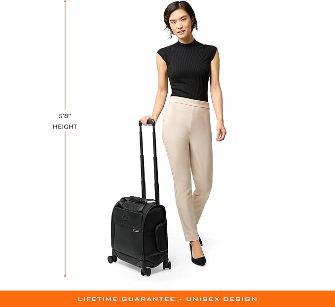 Briggs & Riley Cabin Spinner - Carry On Luggage for Travel, Suitcases with Wheels, Softside Rolling Bag for Men & Women, Fits Under Plane Seat, Interlocking Handle - Baseline Collection, Black