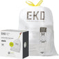 EKO 10.6 Gallon / 35–40 Liter Drawstring Trash Bags, 110 Count Heavy-Duty Tall Kitchen Garbage Can Liners, Extra-Strong Leak-Resistant, Unscented, White, Code M