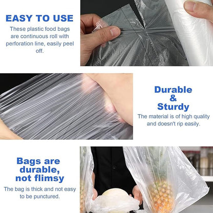 16x20 Plastic Produce Bags on a Roll - Clear Plastic Bags for Food, Vegetable, Fruits, Bread, Pet Bags and Grocery Clear Bag- 350 Bags/roll (8 Roll)