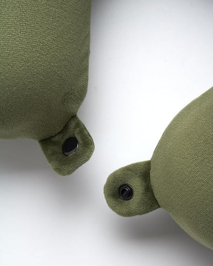 Brookstone Travel Neck Pillow - Lightweight Fleece Casing U-Shaped Stuffable Memory Foam Travel Pillow for Sleeping and Neck Support, Olive