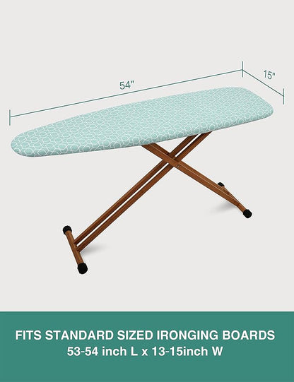 Extra Thick Ironing Board Cover and Pad,15x54 Reflective Silicone Ironing Board Cover Resist Scorching and Staining Standard Size Ironing Board Covers with Padding Elastic Edges 4 Fasteners
