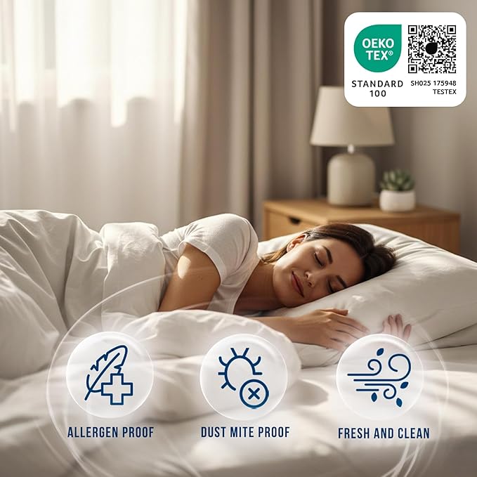 Luxury Queen Size Tencel Waterproof Mattress Protector Deep Pocket - Premium Cooling Bed Cover Pad - Hypoallergenic & Allergy-Friendly - Oeko-Tex Certified - Ultra Soft & Breathable
