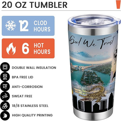 20oz Insulated Tumbler Florida State Coffee Mug, United States Map Travel Mug Landmark, Birthday Gifts Cute Custom Tumbler Cups with Lid and Straw Mothers Day Gifts