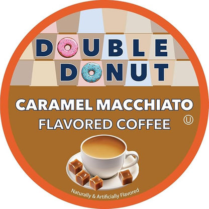 Double Donut Caramel Macchiato Flavored Coffee Pods - Caramel Coffee in Single Serve Coffee Pods for the Keurig K Cups Coffee Brewers, Medium Roast From Double Donut, 80 Count