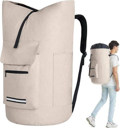 Laundry Bag Extra Large Heavy Duty, 115L Laundry Backpack, College Laundry Bag with Straps, Backpack Laundry Bags with 4 Pockets, Dorm Essential, Laundry Bags for Dorm Room, Apartment, Laundromat