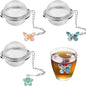 3 Pcs Tea Infusers for Loose Tea Leaf Steeper Tea Balls for Loose Tea Diffusers for Loose Tea Stainless Steel Tea Infuser Loose Leaf Tea Steeper with Metal Pendant (Butterfly and Flower)