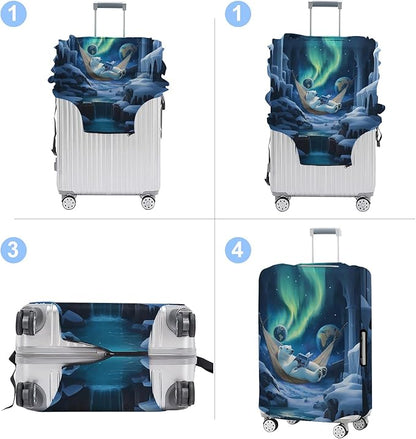 Polar bear Luggage Cover Washable Suitcase Protector Anti-Scratch,Stretchable Fit for 20-34Inch Luggage Durable Travel Bag Cover with Zipper Closure L(28-30inch suitcase)