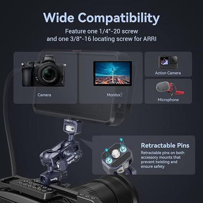 SmallRig Articulating Magic Arm with NATO Clamp and 1/4"-20 Screw (with Retractable Pins), 360 Degree Rotation, Max Load of 12 Ib Magic Arm for Field Monitor, Camera and Lights 3875