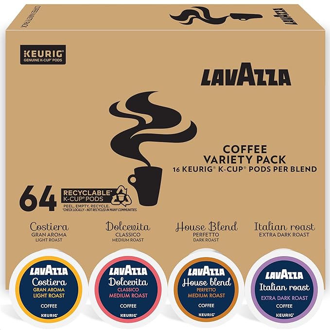 Lavazza Coffee Variety Pack, Keurig Single-Serve K-Cup Pods, 64 Count