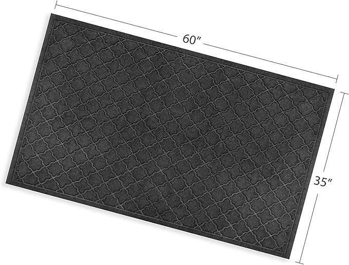 WaterHog Heavy Duty Doorway Mat, 3' x 5', Made in USA, Durable & Skid-Resistant Entryway Mat, Water-Trapping, Indoor/Outdoor Decorative Floor Covering, Cordova Collection, Charcoal