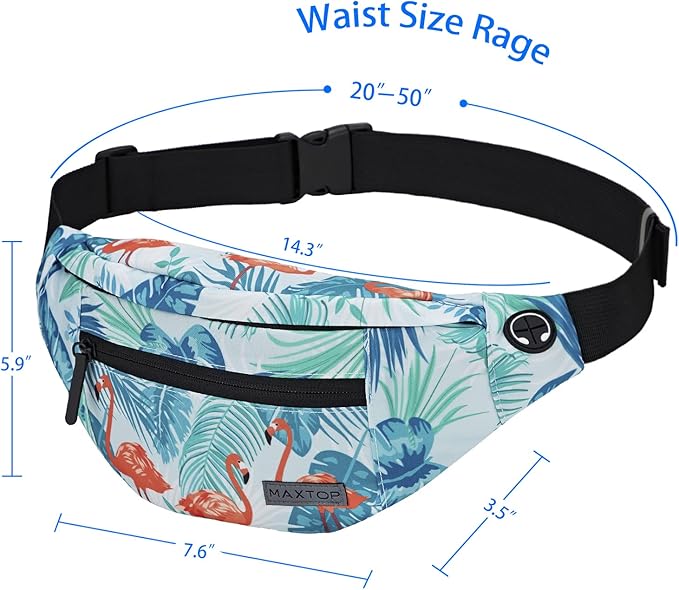 MAXTOP Large Crossbody Fanny Pack with 4-Zipper Pockets,Gifts for Enjoy Sports Festival Workout Traveling Running Casual Hands-Free Wallets Waist Pack Phone Bag Carrying All Phones