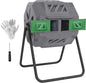 Outsunny Tumbling Compost Bin Outdoor 360° Dual Chamber Rotating Composter 43 Gallon, Light Gray