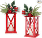 Christmas Decorative Lanterns 2 Pack Outdoor Lantern 13.5" Waterproof Battery Powered LED Hanging Lanterns with Flamessless Candle for Front Porch, Entrance, Indoor, 2 Pack