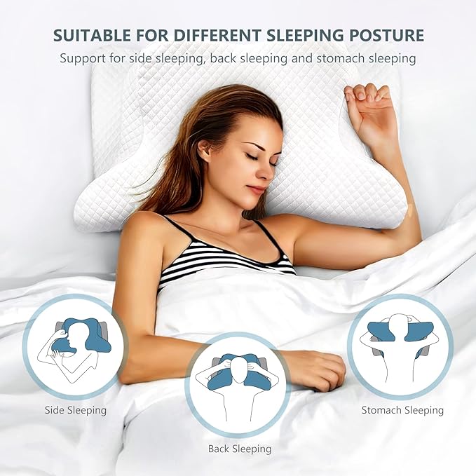 ZAMAT Adjustable Cervical Memory Foam Pillow, Odorless Neck Pillows for Pain Relief, Orthopedic Pillows for Sleeping with Cooling Pillowcase, Bed Support Pillow for Side, Back, Stomach Sleeper