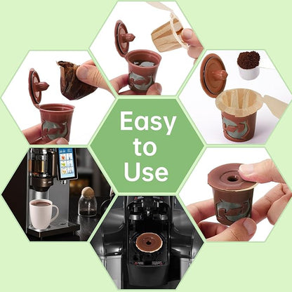 Aussen Disposable Coffee Paper Filters Replacement Kerig Filter Fit All Keurig Single Serve Filter Brands Compatible with Reusable Single Serve Pods Keurig Coffee Maker (Natural with Lid, 200pcs)