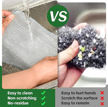12PCS Double-Layer Wire Dishcloth, Non-Scratch Wire Dishwashing Rags, Multipurpose Wire Cleaning Cloths for Home/Kitchen(7.87''x7.87'')