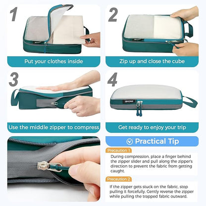 BAGAIL 6 Set Ultralight Compression Packing Cubes Packing Organizer for Travel Accessories Luggage Suitcase Backpack