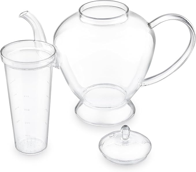 Teabloom Grand Bouquet Glass Teapot with Microdot Glass Infuser – Elegant 50oz Borosilicate Teapot for Whole Leaf & Blooming Teas – A Pure & Visual Tea Experience – Tea Purist's Choice