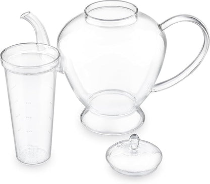 Teabloom Grand Bouquet Glass Teapot with Microdot Glass Infuser – Elegant 50oz Borosilicate Teapot for Whole Leaf & Blooming Teas – A Pure & Visual Tea Experience – Tea Purist's Choice