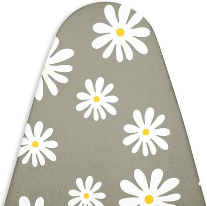 Encasa XO Ironing Board Cover and Pad 28"x12" - Thick 3mm Felt Padding, Drawstring Tightening & Lock, Easy Fit, Scorch & Stain Resistant, Fits Mini Ironing Board - Daisy Grey