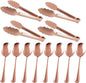12PCS Stainless Steel Serving Utensils Sets with 8 Large Serving Spoons,4 Serving Tongs,Rose Gold Serving Utensills Sets for Buffet Catering Banquet Party (Rose Gold)