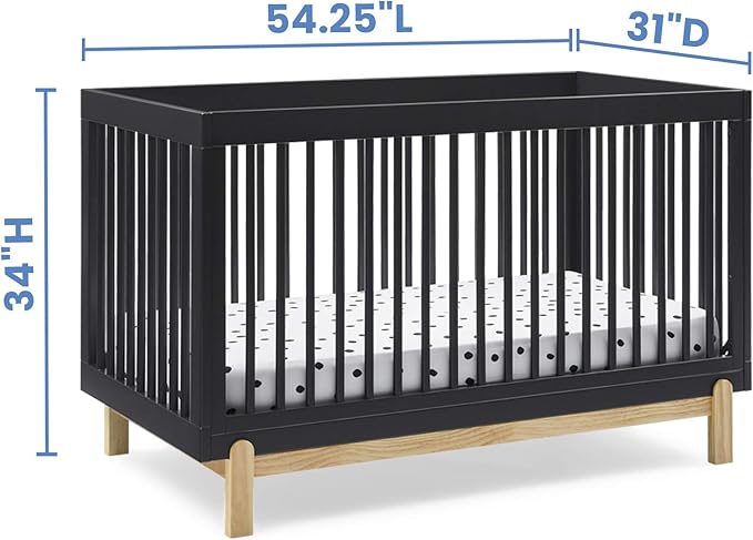 Delta Children Poppy 4-in-1 Convertible Crib, Midnight Grey/Natural