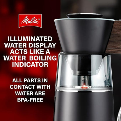 Melitta Vision 12-Cup Drip Coffee Maker, Automatic and Programmable, 96oz Capacity with 5-Pack Coffee Filters | Black