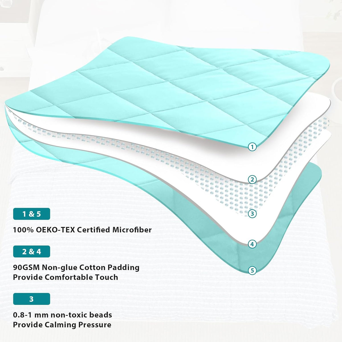 L'AGRATY Weighted Blanket - 60"x80" 15lbs Cooling Breathable Heavy Blanket Microfiber Material with Glass Beads for Adult All-Season Summer Fall Winter Soft Thick Comfort