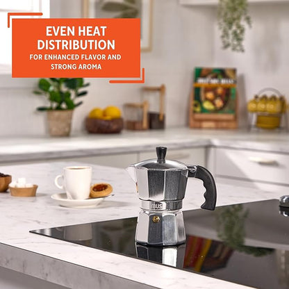 IMUSA USA B120-42V Aluminum Espresso Stovetop Coffeemaker 3-Cup, Silver (Pack of 1)