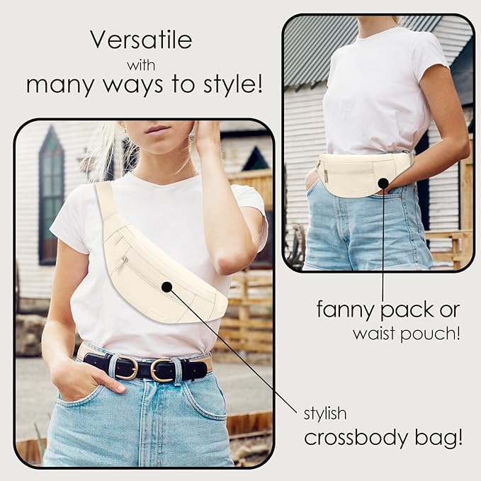 MAXTOP Large Crossbody Fanny Pack with 4-Zipper Pockets,Gifts for Enjoy Sports Festival Workout Traveling Running Casual Hands-Free Wallets Waist Pack Phone Bag Carrying All Phones
