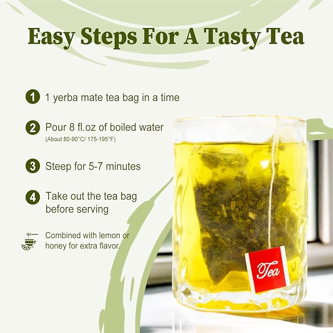 FullChea - Yerba Mate Tea Bag, 40 Teabags, 3g/bag - Unsmoked, Cultivated From Argentina - Rich In Antioxidants And Plant Nutrients