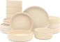 Gibson Elite Deerfield 16-Piece Stoneware Dinnerware Set – Cream White Reactive