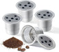 4 Pack Stainless Steel Reusable K Cups for K eurig Supreme & Supreme Plus, Five Hole Universal K-eurig Reusable Refillable coffee pod filter 2 Stainless Steel Spoons 2 Brushes