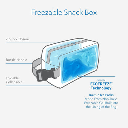 PackIt Freezable Snack Box, Charcoal Camo, Built with ECOFREEZE Technology, Collapsible, Reusable, Zip Closure with Buckle Handle, Great for All Ages and Fresh Snacks on the go