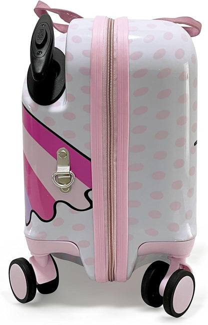 Fast Forward 18" Hello Kitty Kids Ride on Luggage-Hardshell Rolling Travel Suitcase-Lightweight Ride On Suitcase For Kids