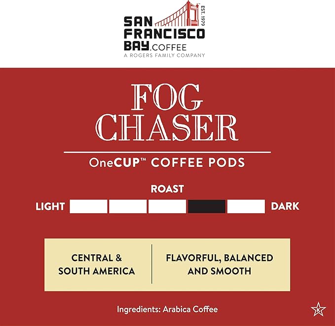 San Francisco Bay Compostable Coffee Pods - Fog Chaser (12 Ct) K Cup Compatible including Keurig 2.0, Medium Dark Roast