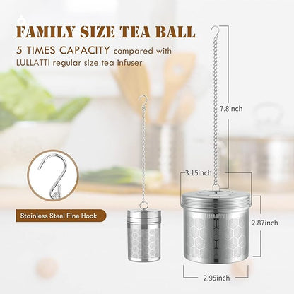Extra Large Tea Ball Infuser for Pitcher(2 Pack), 18/8 Stainless Steel Tea Steeper, Extra Fine Mesh Tea Strainer Perfect for Brewing Herbs, Iced Tea, Coffee, Cooking Soup