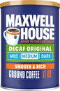 Maxwell House Original Blend Decaf Ground Coffee, Medium Roast, 11 Ounce Canister