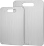 2 Pcs Stainless Steel Cutting Board for Kitchen 304 Steel Chopping Dishwasher Safe Metal Cutting Board Set for Kitchen Meat Fruit Vegetable (13.4"x9",11.8"x7.9")
