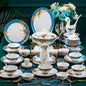 60 Pieces of 10-12 People Bone China Bowl and Plate Dinnerware Set Pomegranate