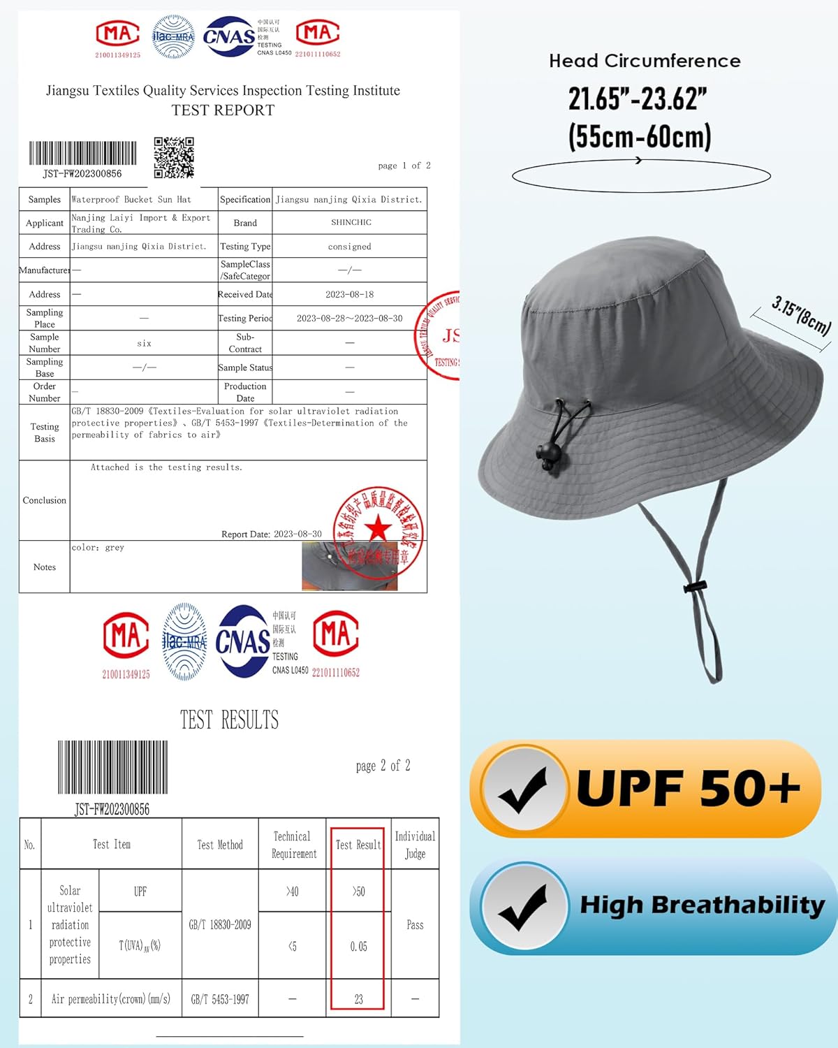 Water-Resistant Sun UPF 50+ Bucket Hat Protection Packable Brimmed Boonie for Women Men Summer Lightweight Hiking Outdoor Cap