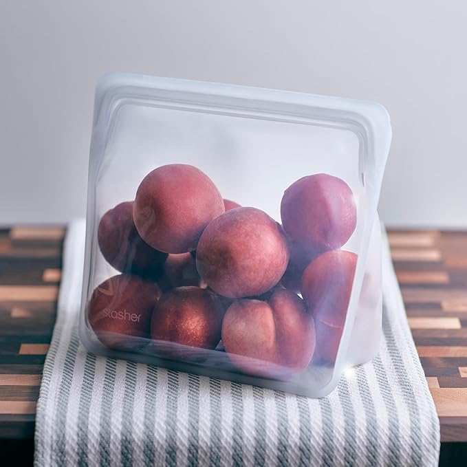 Stasher Premium Silicone Reusable Food Storage Stand-Up Bag Mega, Clear, Microwave, Sous Vide, Dishwasher, Oven and Freezer Safe, BPA Free, Leak-free, Eco-friendly, 104 Oz