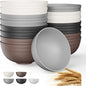 Quatish 16 PCS Unbreakable Cereal Bowls,Dishwasher & Microwave Safe Wheat Straw Bowls, Easy-to-Clean Lightweight Snack & Soup Bowl,Multi-Color Portable for Picnics Plastic Bowls Set, Brown