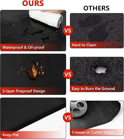 90 x 48 inch Under Grill Mats for Outdoor Grill, Double-Sided Fireproof Deck and Patio Protector Mat, Waterproof Oil-Proof BBQ Floor Pad Indoor Fire Pit Fireplace Mat