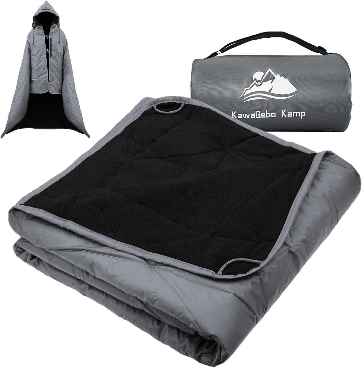 Outdoor Waterproof Blanket, Foldable Fleece Stadium Blanket for Outdoor Sports Event, Camping, Concerts, Car, Pet, Picnics - Windproof, Wearable, Machine Washable 80" x 58"
