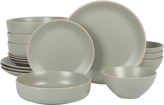 Gibson Home Dinah Double Bowl Stoneware Embossed Speckled Dinnerware Set