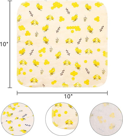 Reusable Dishcloths Kitchen Towels Cotton: 30 Packs 10X10 Washable Roll Paperless Paper Towels Absorbent Dishcloths Set Dish Tea Towel for Kitchen Drying (30Bee, 10×10")
