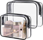 PACKISM TSA Approved Toiletry Bag - Clear Makeup Bags in 2 Size, Durable with Supporting Frame, Perfect for Travel Essentials, Carry-on Airport Airline Compliant Bag, Black